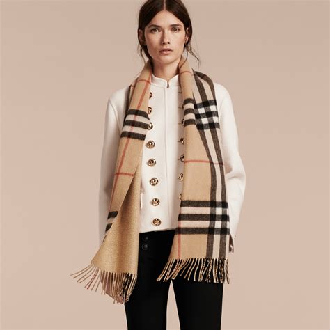 burberry camel check lightweight cashmere scarf|burberry reversible check cashmere scarf.